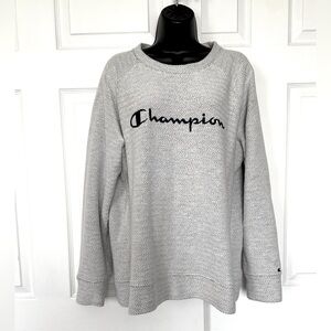 Champion sweatshirt logo front soft chevron crew neck long sleeves gray XL